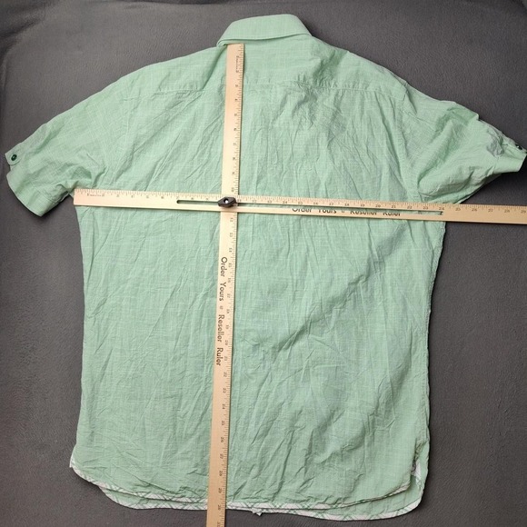 Hammer Made Shirt Mens L/XL 17 Green Short Sleeve Button Up Cotton Plaid Trim - Picture 9 of 11